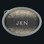 Guld Black Glitter Monogram Girly Initialer<br><div class="desc">Svarta och Guld Gnistra Glitter Monogram Namn Bälte Buckle. Detta gör perfekt studenten,  söt 16 16,  18,  21,  30,  40,  50,  60,  70,  80,  90:e,  100-årsdag,  bröllop,  möhippa,  årsdag,  babydusch eller bachelorette-gåva till någon som glam lyx och chic stilar.</div>