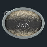 Guld Black Glitter Monogram Girly Initialer<br><div class="desc">Svarta och Guld Gnistra Glitter Monogram Namn Bälte Buckle. Detta gör perfekt studenten,  söt 16 16,  18,  21,  30,  40,  50,  60,  70,  80,  90:e,  100-årsdag,  bröllop,  möhippa,  årsdag,  babydusch eller bachelorette-gåva till någon som glam lyx och chic stilar.</div>