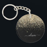 Guld Black Glitter Skriptskript, Monogram Girly Na<br><div class="desc">Nyckelkedjan Guld och Svarta Gnistran Glitter Skriptmonogram Namn. Det gör perfekten söt 16-årsjubileum,  bröllop,  möhippa,  årsdag,  babydusch eller bachelorette-fest för någon som glam lyxen och chic stilar i kärlek.</div>