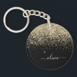 Guld Black Glitter Skriptskript, Monogram Girly Na<br><div class="desc">Nyckelkedjan Guld och Svarta Gnistran Glitter Skriptmonogram Namn. Det gör perfekten söt 16-årsjubileum,  bröllop,  möhippa,  årsdag,  babydusch eller bachelorette-fest för någon som glam lyxen och chic stilar i kärlek.</div>