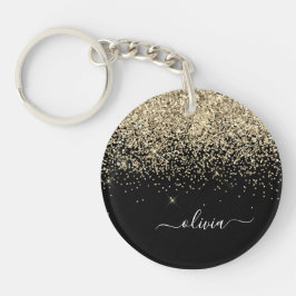 Guld Black Glitter Skriptskript, Monogram Girly Na