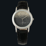 Guld Black Glitter Skriptskript, Monogram Girly Na Armbandsur<br><div class="desc">Gnistra,  svart och Guld,  Glitter-skript,  Monogram Namn Watch. Det gör perfekt studenten,  födelsedag,  bröllop,  möhippa,  årsdag,  babydusch eller bachelorette-fest till någon som glam lyx och chic stilar.</div>