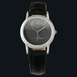 Guld Black Glitter Skriptskript, Monogram Girly Na Armbandsur<br><div class="desc">Gnistra,  svart och Silver,  Glitter-skript,  Monogram Namn Watch. Det gör perfekt studenten,  födelsedag,  bröllop,  möhippa,  årsdag,  babydusch eller bachelorette-fest till någon som glam lyx och chic stilar.</div>