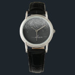 Guld Black Glitter Skriptskript, Monogram Girly Na Armbandsur<br><div class="desc">Gnistra,  svart och Silver,  Glitter-skript,  Monogram Namn Watch. Det gör perfekt studenten,  födelsedag,  bröllop,  möhippa,  årsdag,  babydusch eller bachelorette-fest till någon som glam lyx och chic stilar.</div>