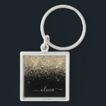 Guld Black Glitter Skriptskript, Monogram Girly Na Fyrkantig Silverfärgad Nyckelring<br><div class="desc">Guld och Black Gnistra Glitter Script Monogram Namn nyckelringar (Nyckelring). Det gör perfekten söt 16-årsjubileum,  bröllop,  möhippa,  årsdag,  babydusch eller bachelorette-fest för någon som glam lyxen och chic stilar i kärlek.</div>