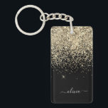 Guld Black Glitter Skriptskript, Monogram Girly Na Nyckelring<br><div class="desc">Nyckelkedjan Guld och Svarta Gnistran Glitter Skriptmonogram Namn. Det gör perfekten söt 16-årsjubileum,  bröllop,  möhippa,  årsdag,  babydusch eller bachelorette-fest för någon som glam lyxen och chic stilar i kärlek.</div>
