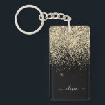 Guld Black Glitter Skriptskript, Monogram Girly Na Nyckelring<br><div class="desc">Nyckelkedjan Guld och Svarta Gnistran Glitter Skriptmonogram Namn. Det gör perfekten söt 16-årsjubileum,  bröllop,  möhippa,  årsdag,  babydusch eller bachelorette-fest för någon som glam lyxen och chic stilar i kärlek.</div>