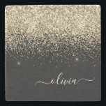 Guld Black Glitter Skriptskript, Monogram Girly Na Stenunderlägg<br><div class="desc">Skriptet Monogram Namn Stone Tile i svart och Guld Gnistra. Det gör perfekt studenten,  söt 16-årsdag,  bröllop,  möhippa,  årsdag,  babydusch eller bachelorette-fest till någon som kärlek glam lyx och chic stilar.</div>