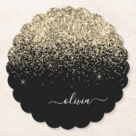 Guld Black Glitter Skriptskript, Monogram Girly Na Underlägg Papper<br><div class="desc">Glitter-skript Monogram Namn Pappra Underlägg i Svarta och Guld Gnistra. Det gör perfekt studenten,  födelsedag,  bröllop,  möhippa,  årsdag,  babydusch eller bachelorette-fest till någon som glam lyx och chic stilar.</div>