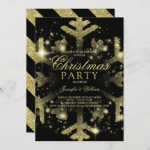 Guld & Black Glitter Snowflake Julafton Julfest