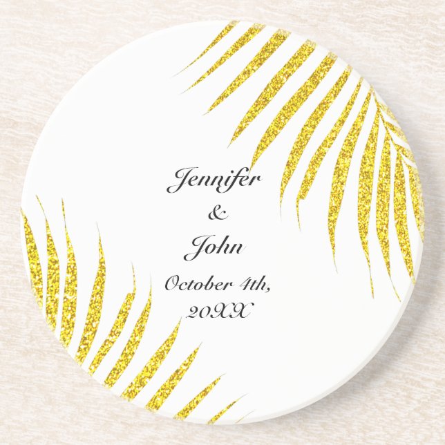 Guld Black Glittery Bröllop Gift Favor Handflatan  Underlägg (Framsidan)