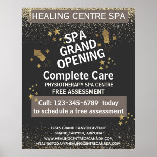 Guld Black Glittery Physio Center Grand Open Poster