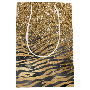 Guld Black Glitzy Glitter Gnistra Zebra tryck