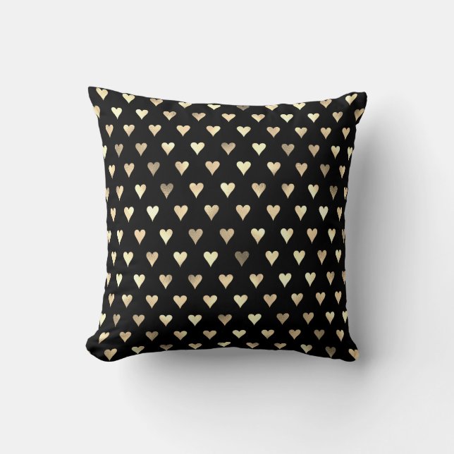 Guld Black Heart Metallic Confetti Elegant Kudde (Framsida)