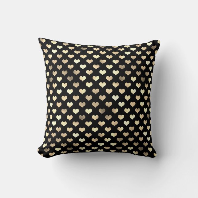 Guld Black Heart Metallic Confetti Sweet Girly Kudde (Framsida)