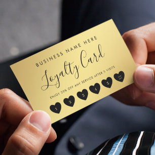 Guld & Black Heart-skript Anpassningsbar Business Lojalitetskort