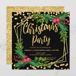 Guld Black Holly Ram Glitter, julbolag Inbjudningar