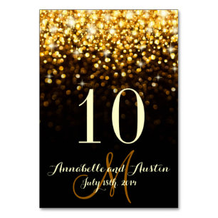 Guld Black Hollywood Glitz Glam Bröllop Bord-kort Bordsnummer