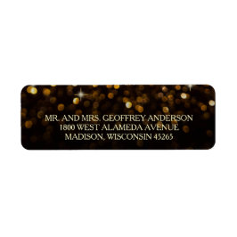 Guld Black Hollywood Glitz Glam Bröllop-etikett Returadress Etikett