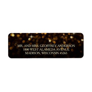 Guld Black Hollywood Glitz Glam Bröllop-etikett Returadress Etikett
