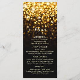 Guld Black Hollywood Glitz Glam Bröllop Menu Meny