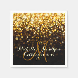 Guld Black Hollywood Glitz Glam Bröllop Napkin Pappersservett