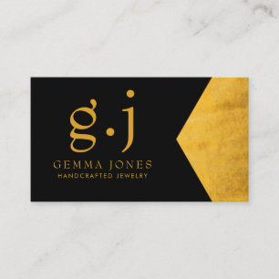 Guld Black Jewelry Designer Faux Gold Foil Kant Visitkort