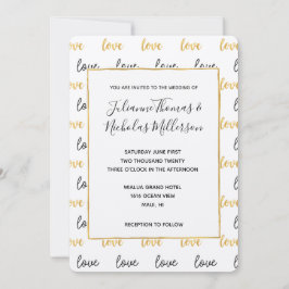 Guld Black Kärlek Bröllopsinbjudan Inbjudningar