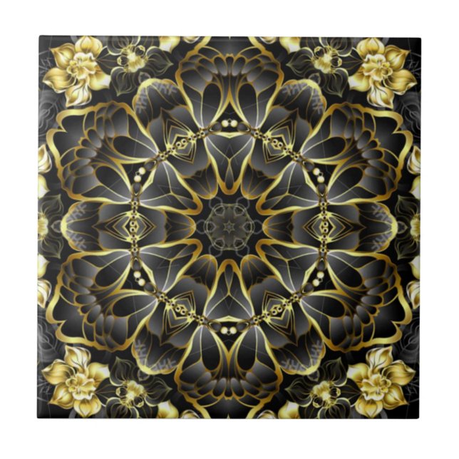 Guld/Black Kitchen Backsplash ~ Tuscan Färg ~ Kakelplatta (Framsidan)