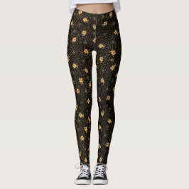 Guld Black Klöver Mönster Leggings