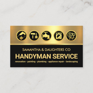 Guld Black Lagrar Handyman  Verktyg ikoner Visitkort