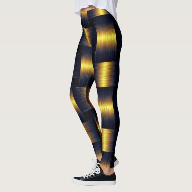 Guld Black Leggings med Golden Lattice (Vänster)