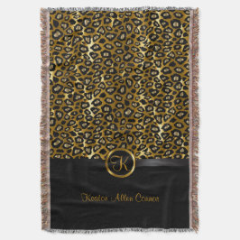 Guld & Black Leopard Animal Mönster Filt