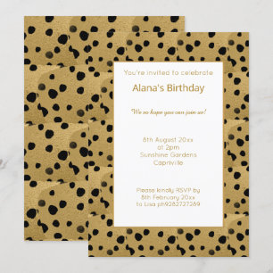 GULD BLACK LEOPARD ANIMAL PRINT BIRTHDAY INBJUDNINGAR