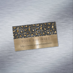 Guld Black Leopard Glitter Magnetiska Visitkort