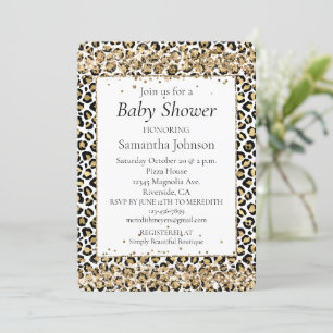 Guld Black Leopard Skriv ut Glitter confetti Inbjudningar