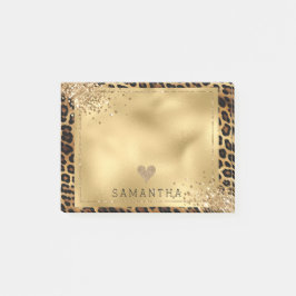 Guld Black Leopard Skriv ut Glitter Post-it Block