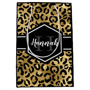 Guld Black Leopard Spots Monogram