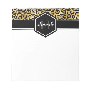 Guld Black Leopard Spots Monogram Anteckningsblock