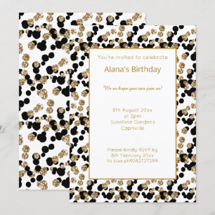 GULD BLACK LEOPARD WHITE DIAMOND SKRIV BIRTHDAY INBJUDNINGAR