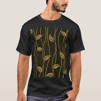 Guld & Black: Löv 3D Struktur. T Shirt