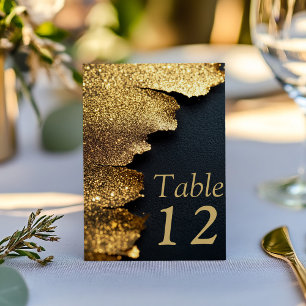Guld Black Luxe Elegant bröllop-Bordsnummer-kort Inbjudningar