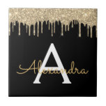 Guld Black Luxury Glitter Glam Monogram Namn Kakelplatta<br><div class="desc">Guld och Svarta Gnistran Glitter Monogram Namn och initiala keramiska plattor. Det gör perfekten söt 16-årsjubileum,  bröllop,  möhippa,  årsdag,  babydusch eller bachelorette-fest för någon som glam lyxen och chic stilar i kärlek.</div>