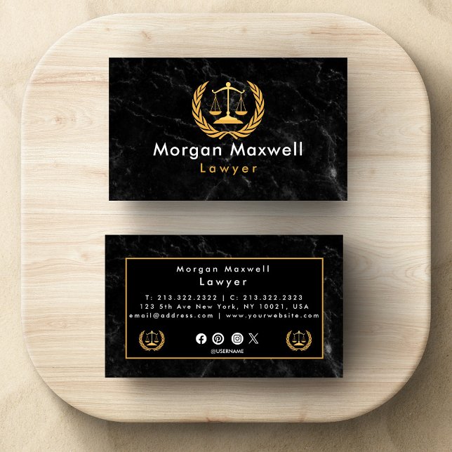 Guld Black Luxury Professionell Lawyer Visitkort (Skapare uppladdad)