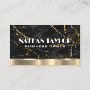 Guld Black Marble Background GULD METALL Visitkort
