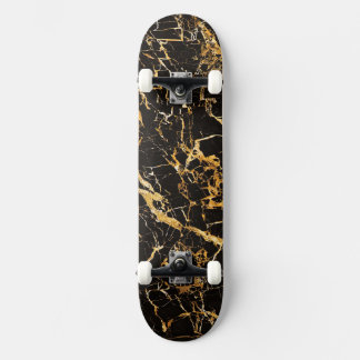 Guld & Black Marble (Complete w/Lastbilar & Hjul), Old School Skateboard Bräda 21,6 Cm