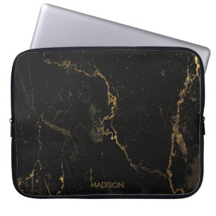 Guld Black Marble Laptop Fodral