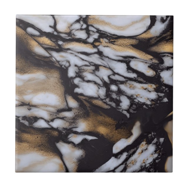 Guld Black Marble Stones Ceramic Tile Kakelplatta (Framsidan)