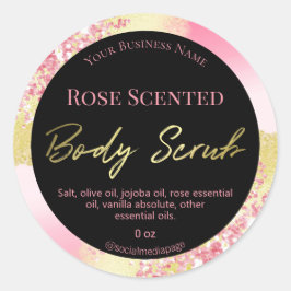 Guld Bläck med Rosa Glitter-karossetiketter Runt Klistermärke