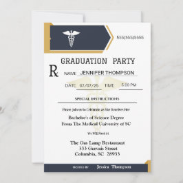 Guld Black Medical Prescription Pad Studenten Inbjudningar